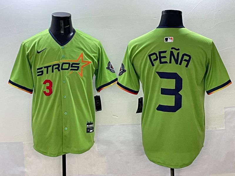 Men Houston Astros #3 Pena Green three generations Joint Name 2025 Nike MLB Jersey style 2->houston astros->MLB Jersey